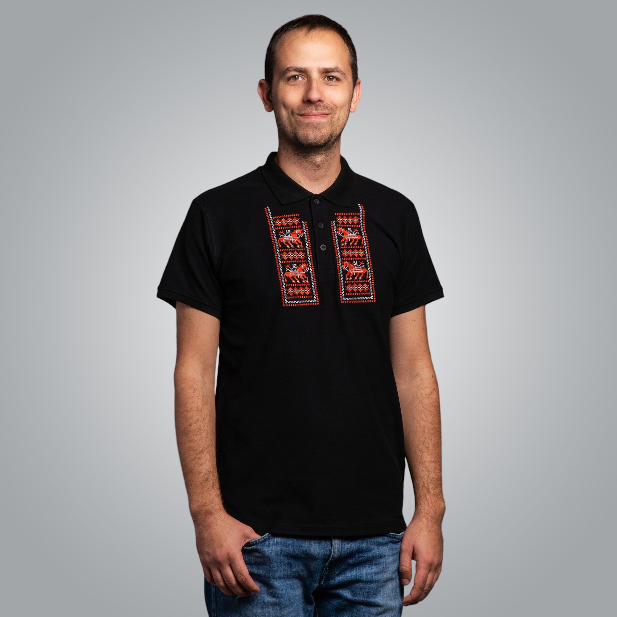 Horses T-shirt with collar