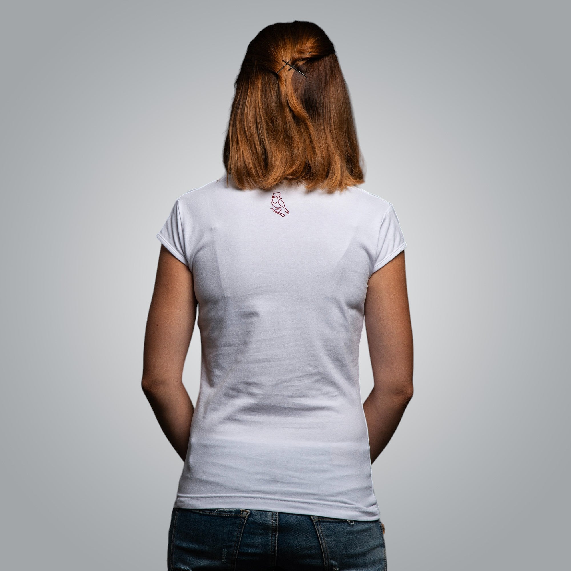 V-neck T-shirt embroidered with embroidery from Dryanovo