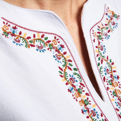 V-neck T-shirt embroidered with embroidery from Dryanovo