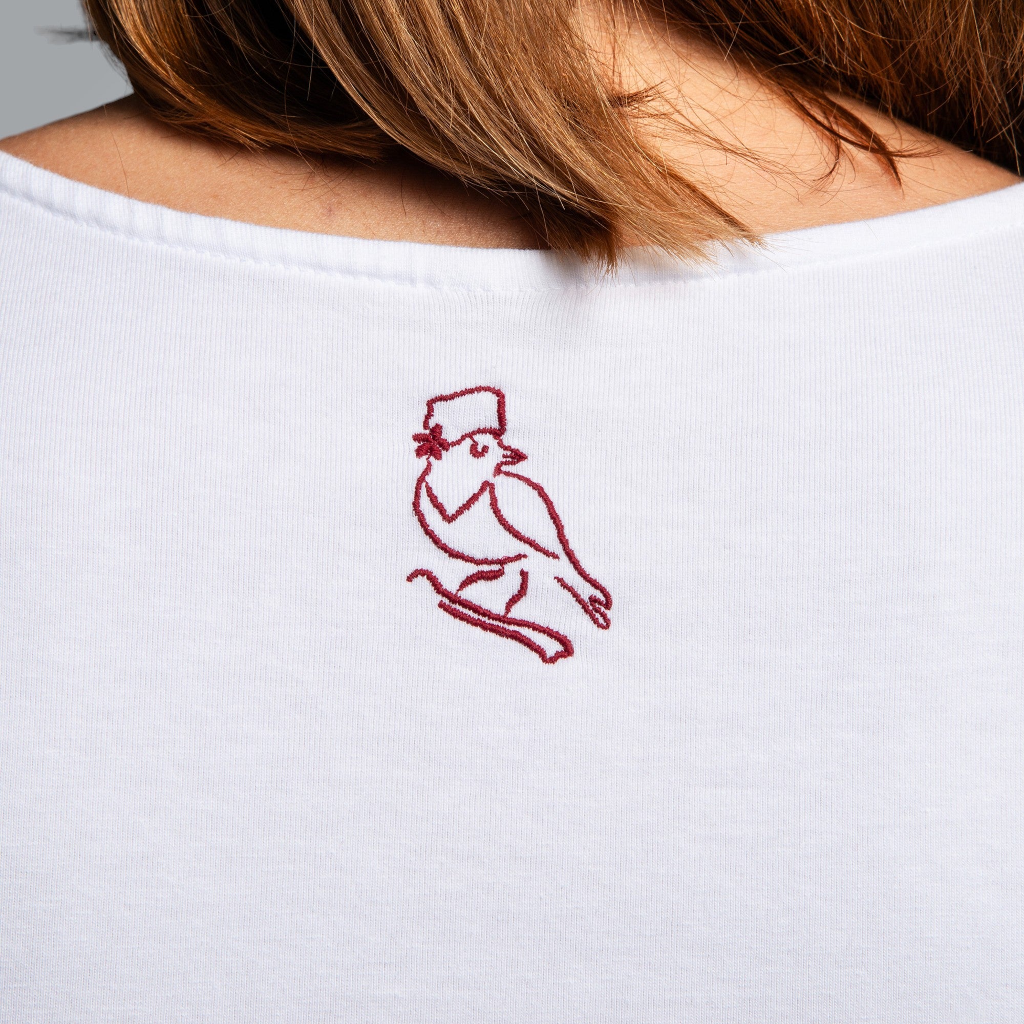 V-neck T-shirt embroidered with embroidery from Dryanovo