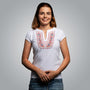 Women's t-shirt with V-neck embroidered with embroidery from Sofia. 