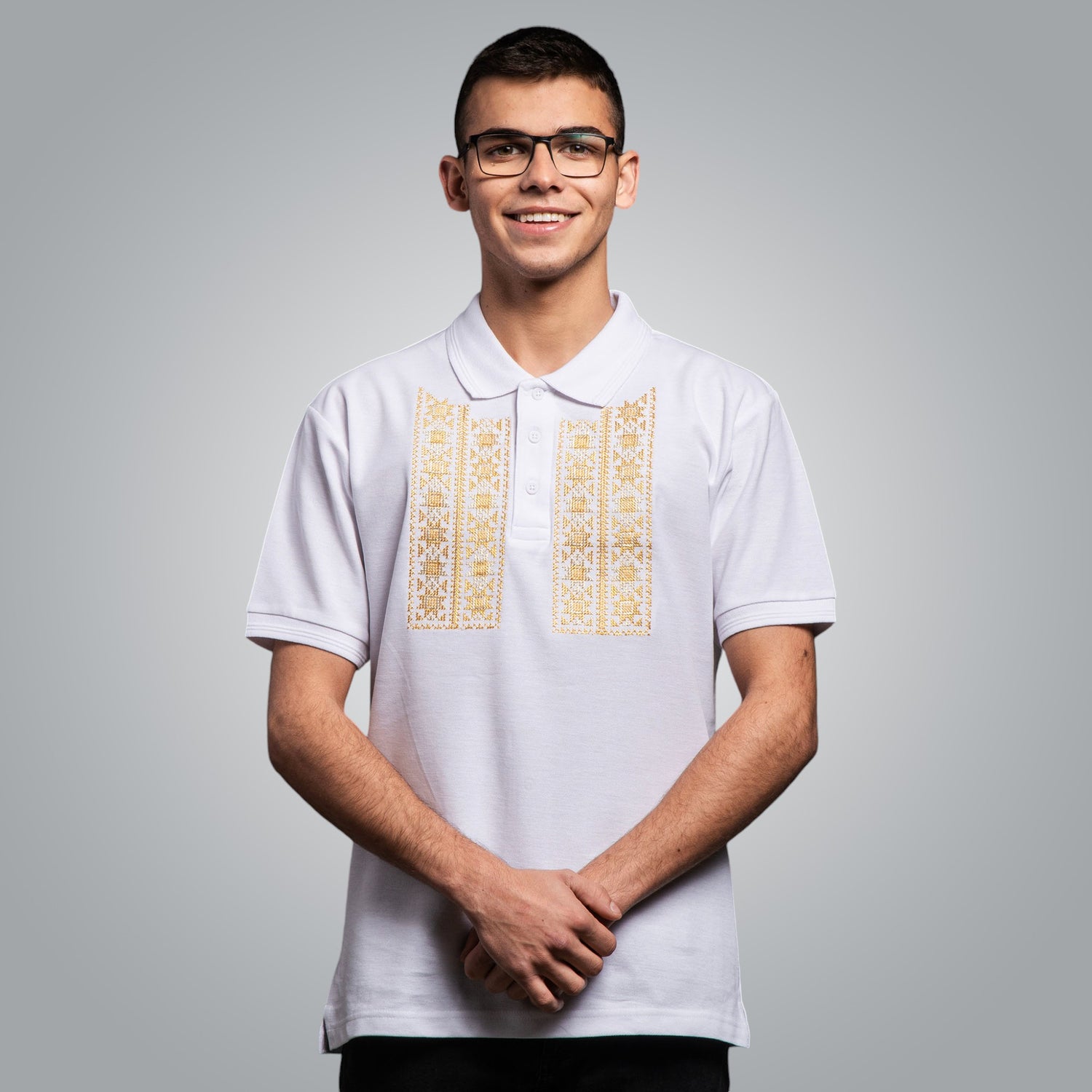 T-shirt with &quot;Guardian&quot; collar - &quot;golden&quot; embroidery 
