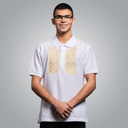 T-shirt with &quot;Guardian&quot; collar - &quot;golden&quot; embroidery 