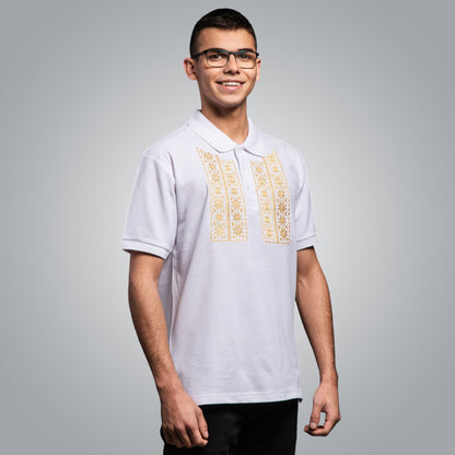 T-shirt with &quot;Guardian&quot; collar - &quot;golden&quot; embroidery 