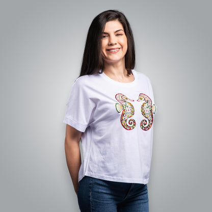 Уголемена дамска тениска "Морски кончета"