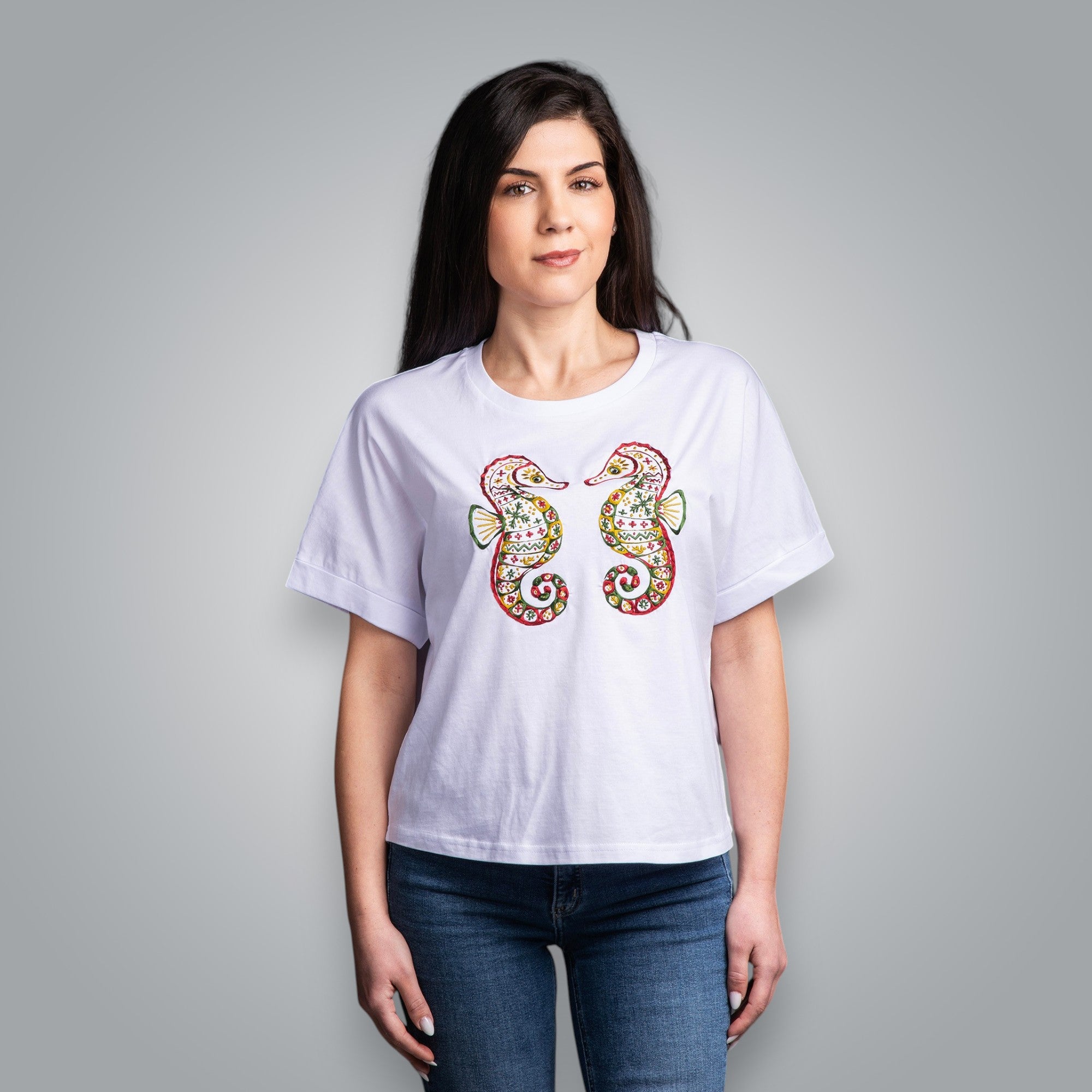 Уголемена дамска тениска "Морски кончета"