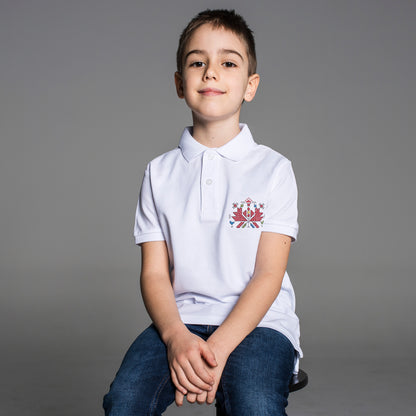 Детска тениска с яка бродирана с детайл от шевица &quot;Аз съм&quot; от Везба